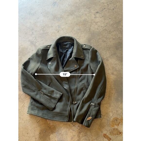 Banana Republic Women’s Olive Moto Jacket Vegan Suede XS - Picture 10 of 15